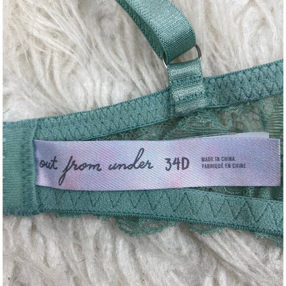 Out From Under Women's 34D Green Unlined Sheer Lace Balconette Bra - Picture 4 of 7